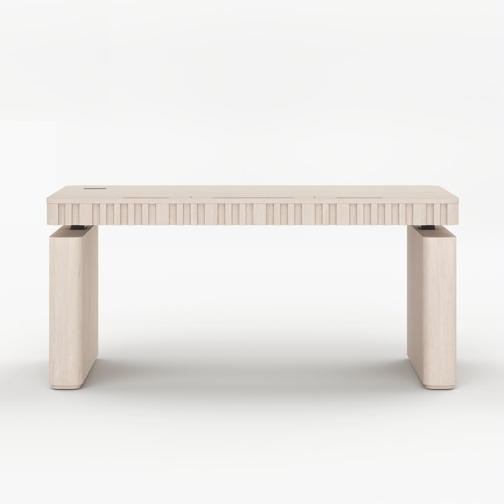 Aura 160 cm Whitewash Fluted Electric Adjustable Standing Desk window image