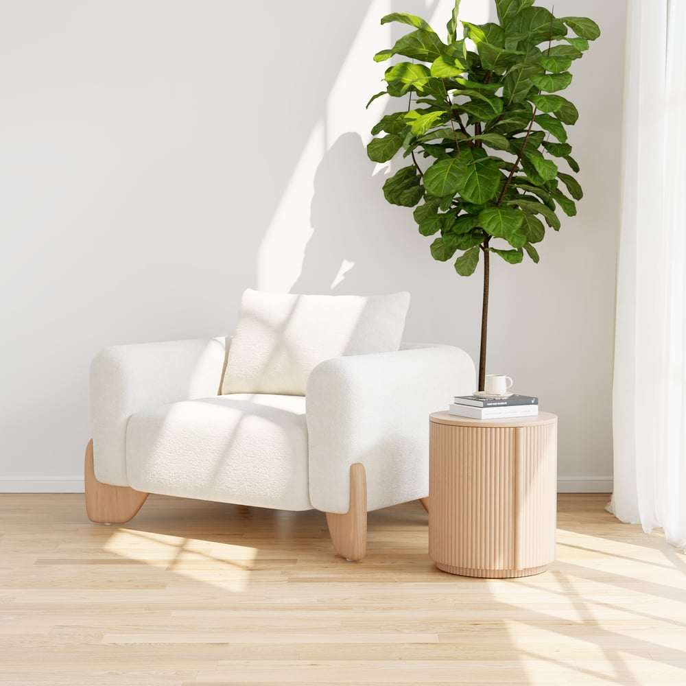 16" Engineered Wood Fluted Storage End Table window image