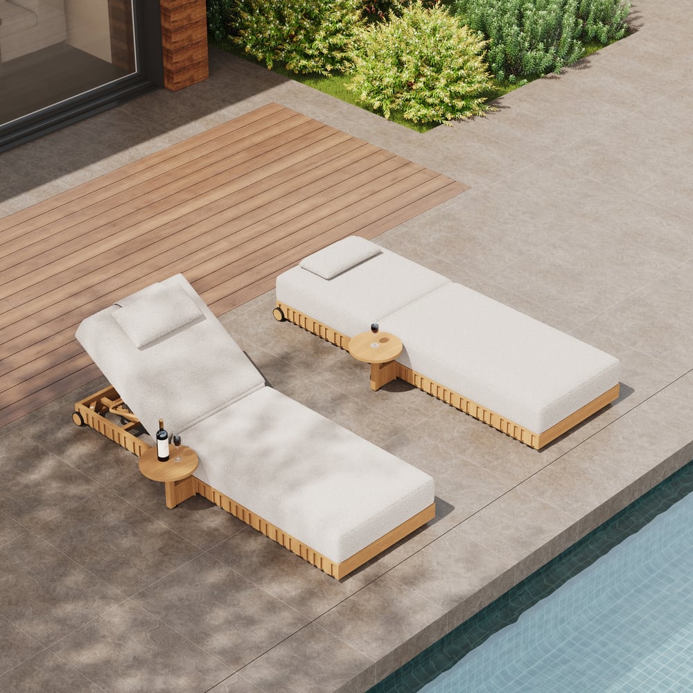 Outdoor Aluminum Adjustable Fluted Lounge Chaise in Warm White window image