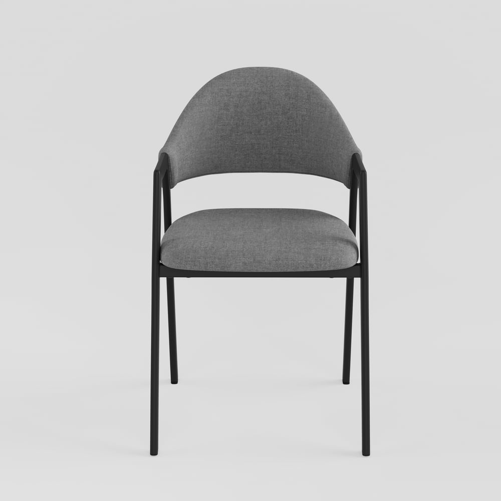 Set of 2 Modern Dining Chairs with Linen Upholstery Gray window image