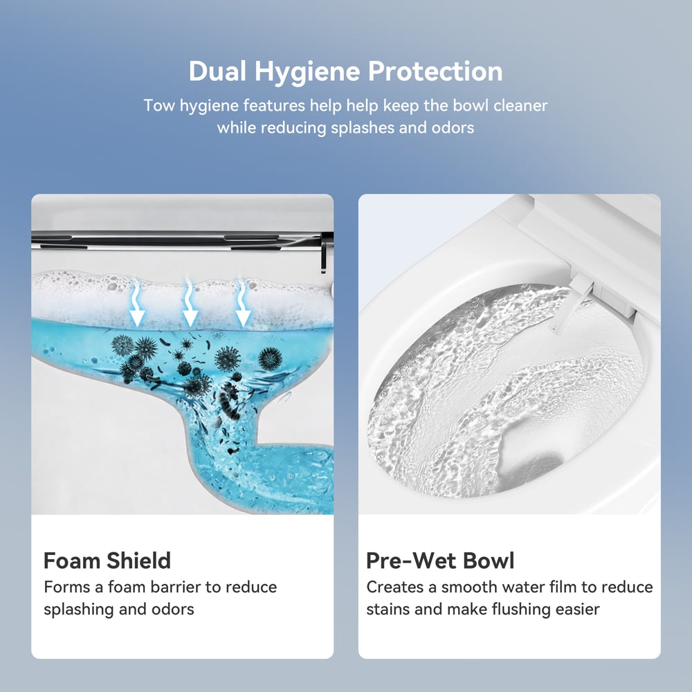 Glowin K1 Pro Smart Bidet Toilet with Built-in Tank, Foam Shield, CE window image