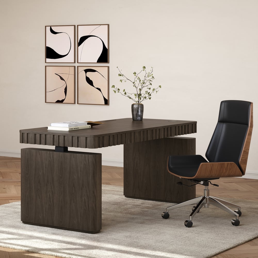 Aura 160 cm Smoked Brown Fluted Electric Adjustable Standing Desk window image