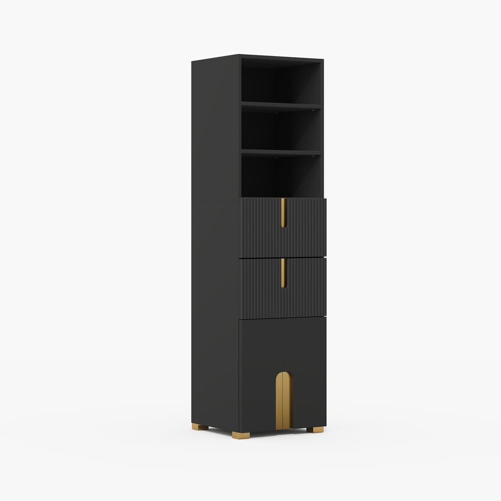 Artis 59" Bathroom Storage Cabinet – Freestanding Linen Tower with 2 Drawers & 2 Doors window image