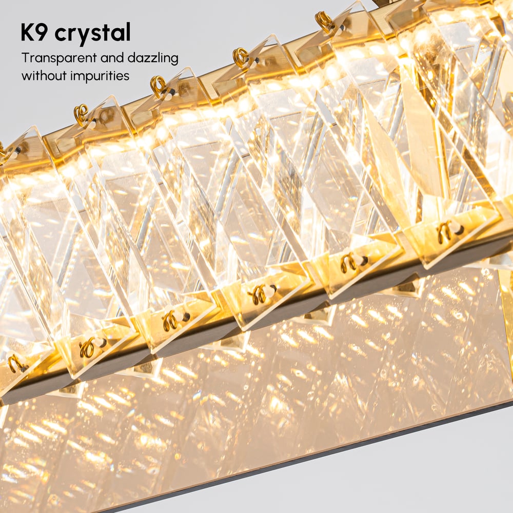 Linear Crystal Kitchen Island Pendant Light with Remote, 3-CCT Dimmable LED window image