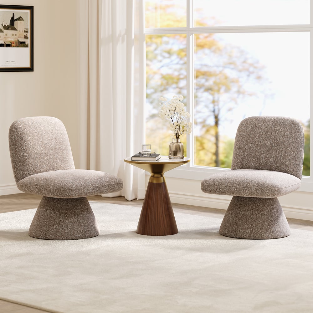 18" Performance Boucle Upholstered Swivel Slipper Accent Chair window image