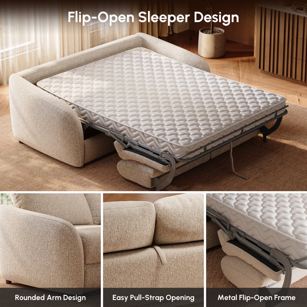 Sofá-cama de chenille com desempenho moderno Imagem da janela