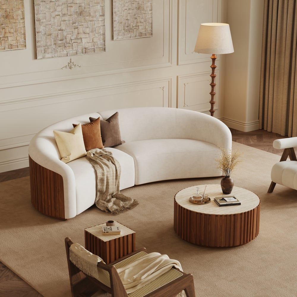 Aura 109" 2-Piece Chenille Upholstered Curved Sectional Sofa window image