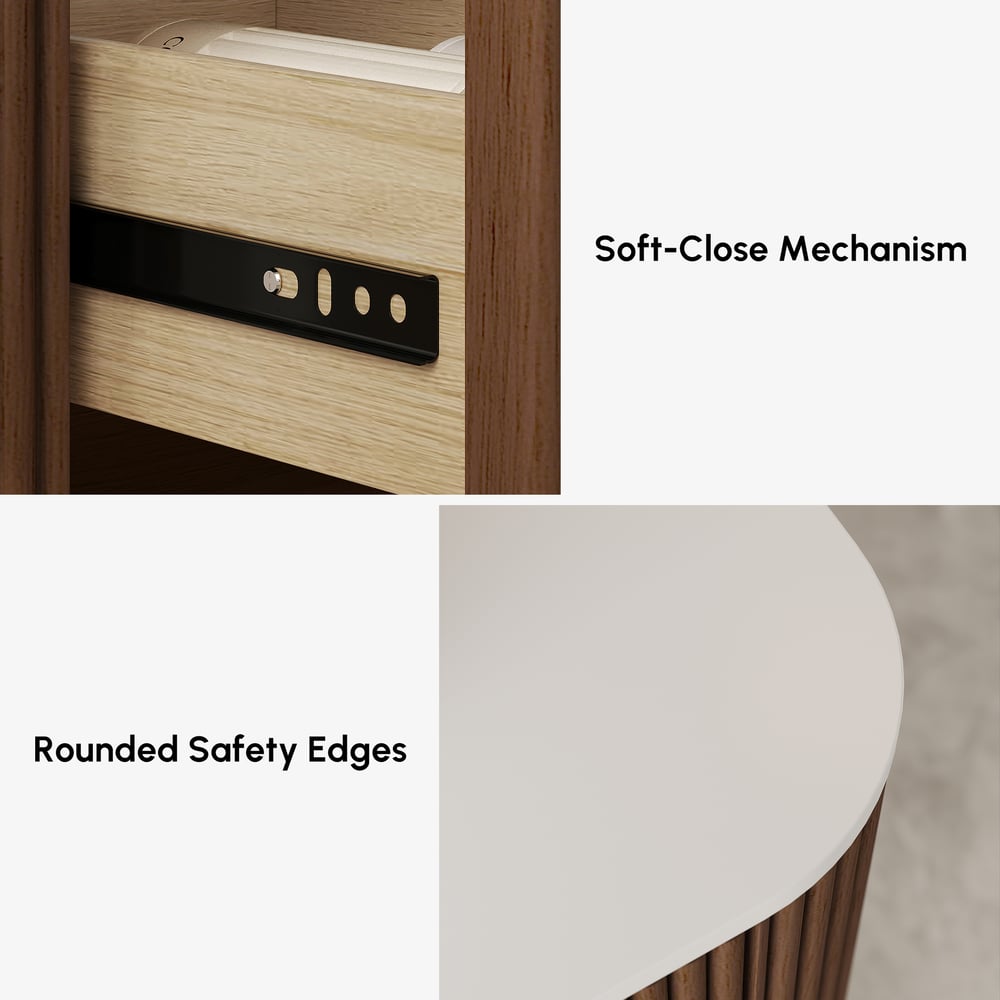 80cm Fluted Freestanding Bathroom Vanity with Vessel Sink, 3-Drawers, Sintered Stone top window image