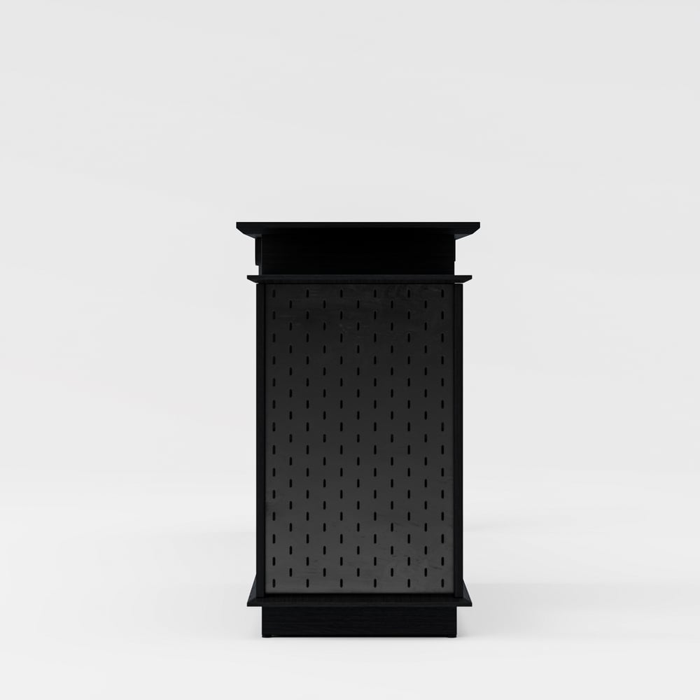 Modern 73" L-Shaped Black Rotating Desk with Keyboard Tray & Storage window image