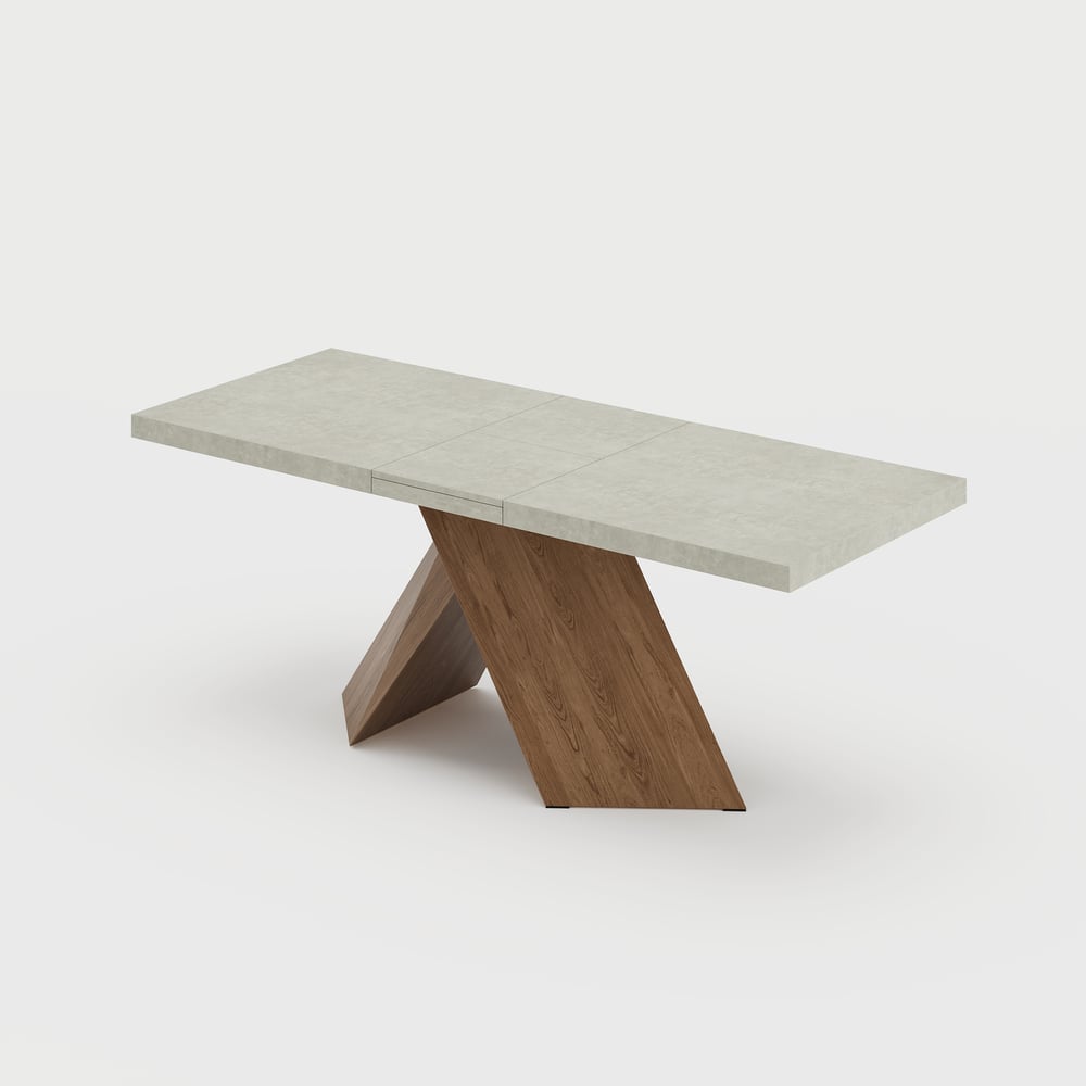 Juego de comedor Mesa de comedor de madera extensible de 160 a 200 cm con 6 sillas Imagen de ventana