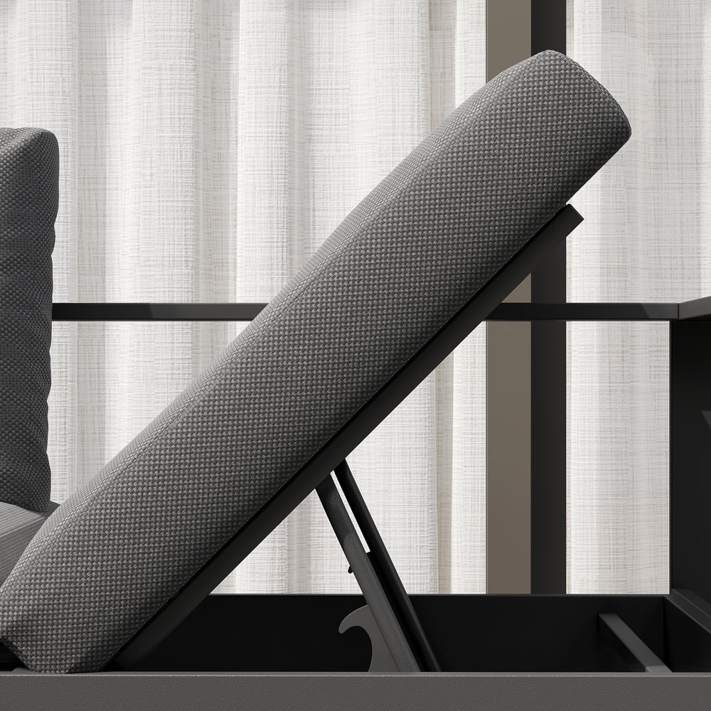 Slatera 4-Pieces Modular Outdoor Sofa Set Aluminum & Acacia for 4 Person in Light Gray window image