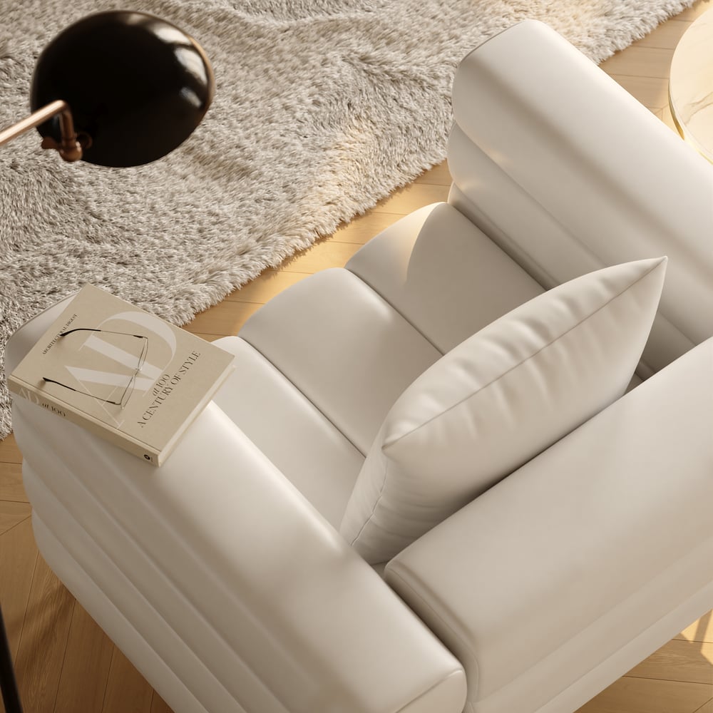 Axial 3-Piece Sofa Set of Chaise Sofa with Ottomans & Accent Chair window image