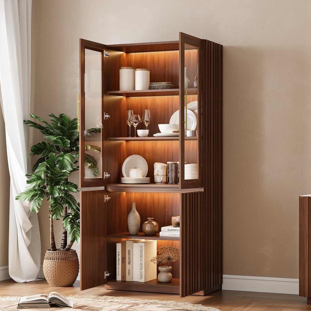 Aura Glass Tall Display Cabinet with LED Light window image