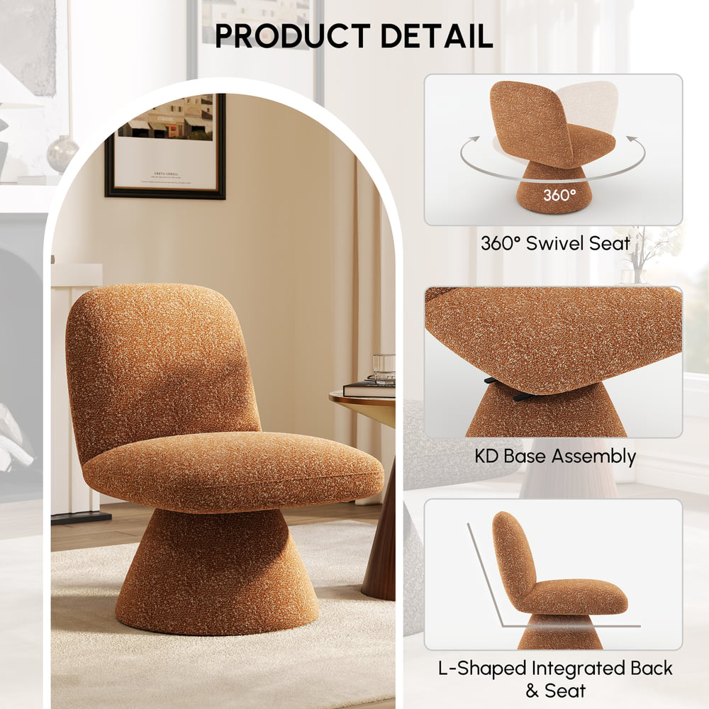 18" Performance Boucle Upholstered Swivel Slipper Accent Chair window image