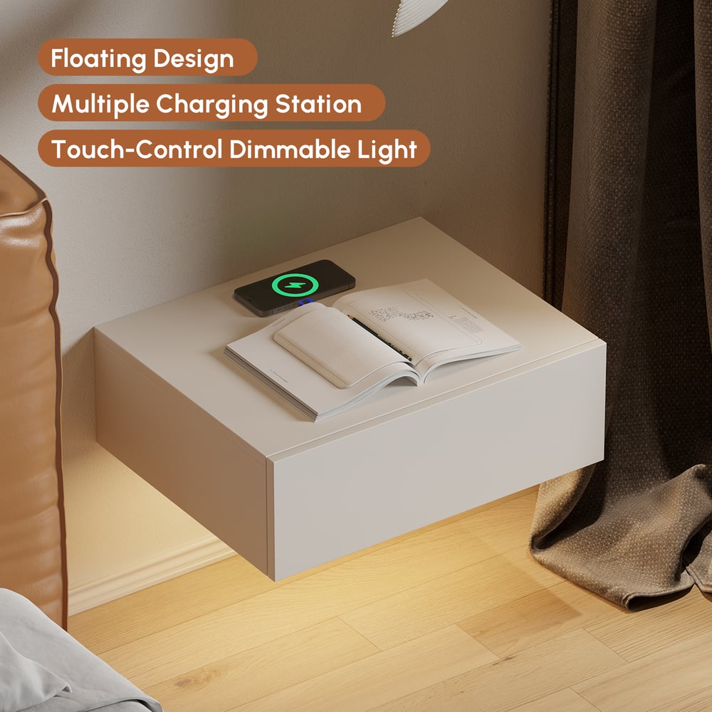 Lumio Floating Smart Nightstand with Charging Station & Light window image
