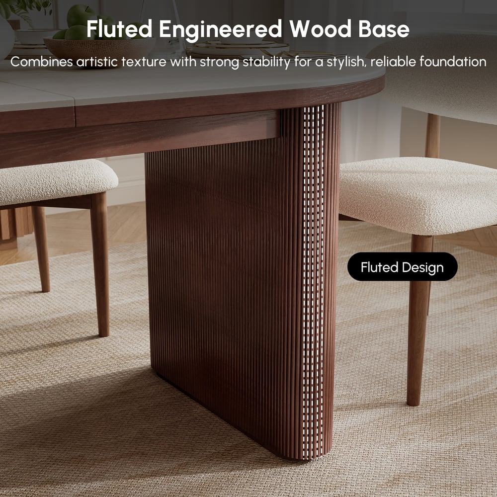 79"-95" Extendable Sintered Stone Dining Table Set with 6 Chairs window image