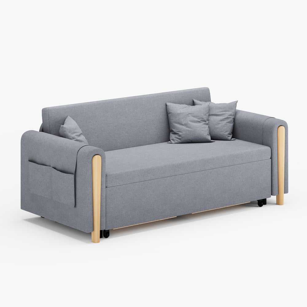 72" Full 2-Seater Linen Convertible Sleeper Sofa window image