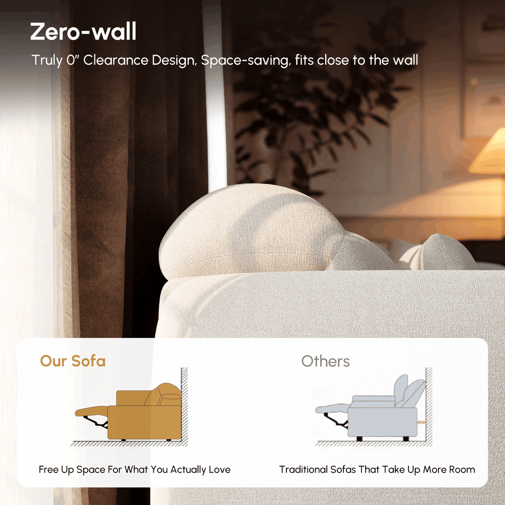 312cm 3-Seater Chenille Zero Gravity Power Reclining Sofa with Pillows & USB Port window image