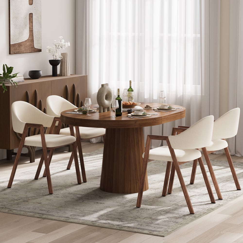 Chaise de salle à manger en lin blanc chaud, lot de 2 image de fenêtre