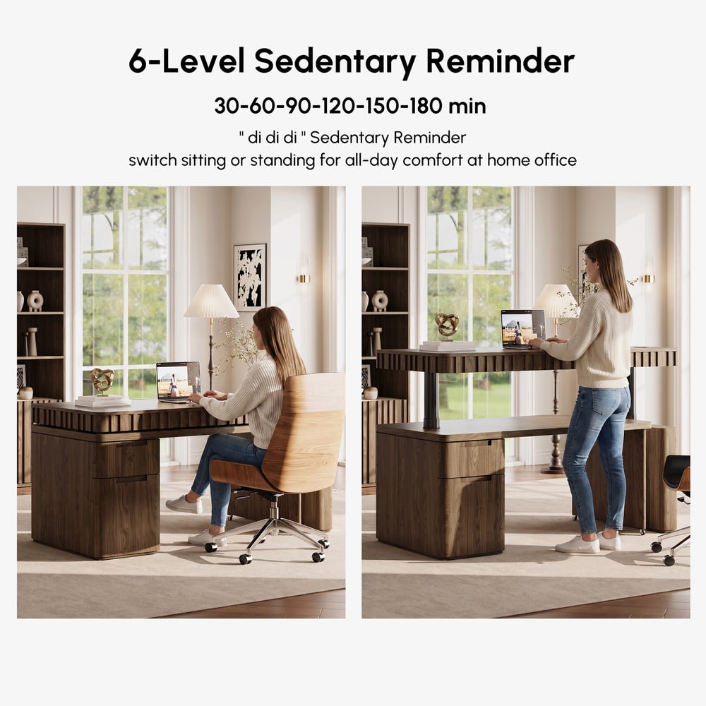 Aura 63" Smoked Brown 360-Degree Rotating Desk Electric Adjustable Standing Desk window image
