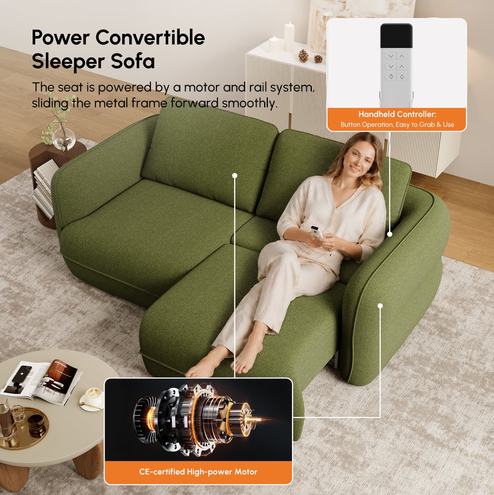 86"  Chenille Power Convertible Sleeper Sofa window image