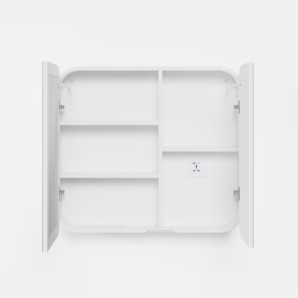 31" LED Bathroom Mirror Cabinet with Defogger, 3-Color Light, Tissue Slot window image