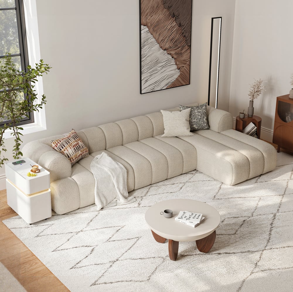 Narrow Smart LED Nightstand with  Sintered Stone Top window image