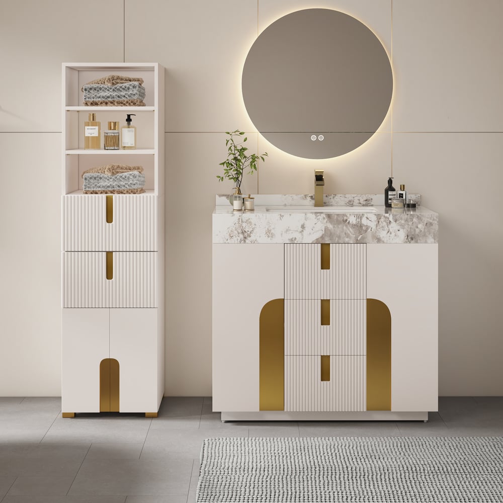 Artis 59" Tall Bathroom Storage Cabinet & 36" Single Vanity Set window image