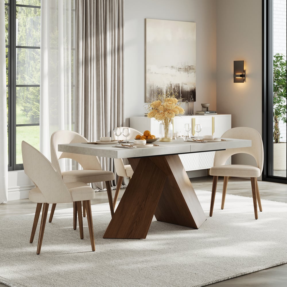 Dining Set 63"-79" Extendable Wood Dining Table with 4 Chairs window image