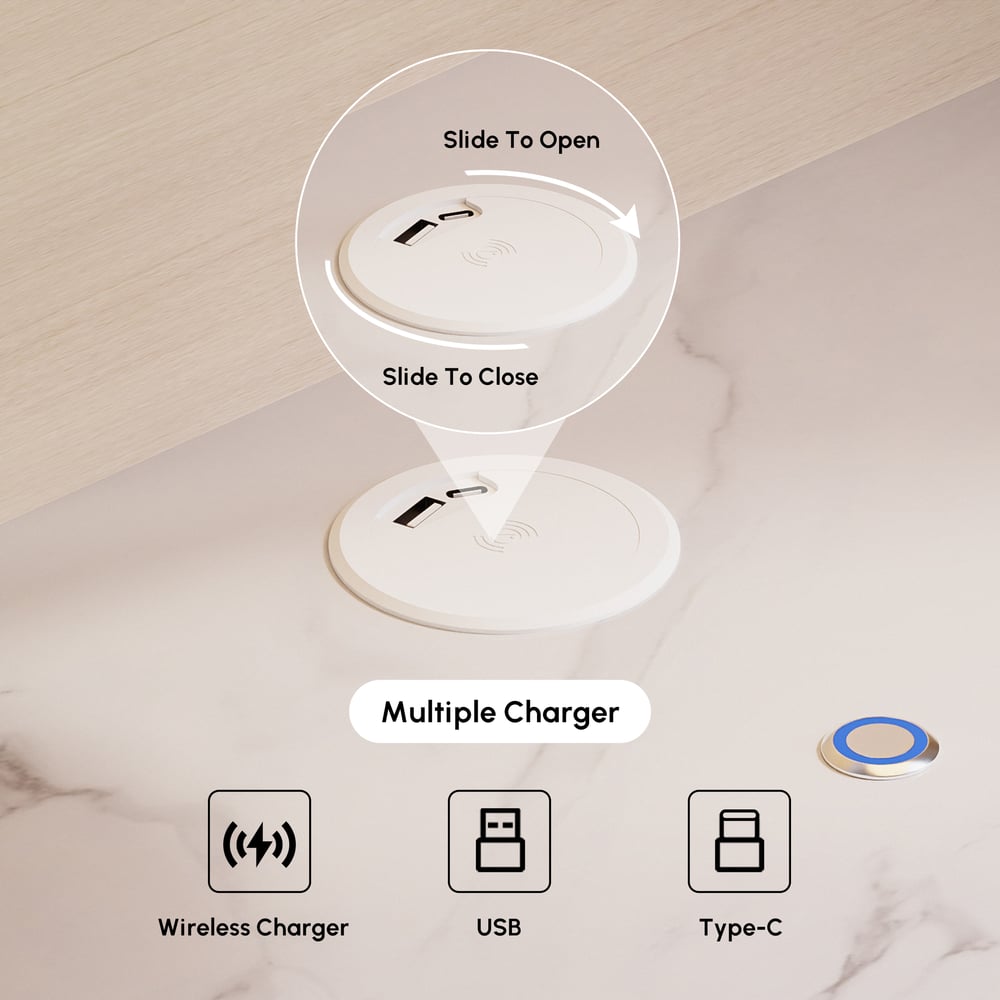 Humply Floating Leather 2-Drawer Smart LED Nightstand with Sintered Stone Top window image