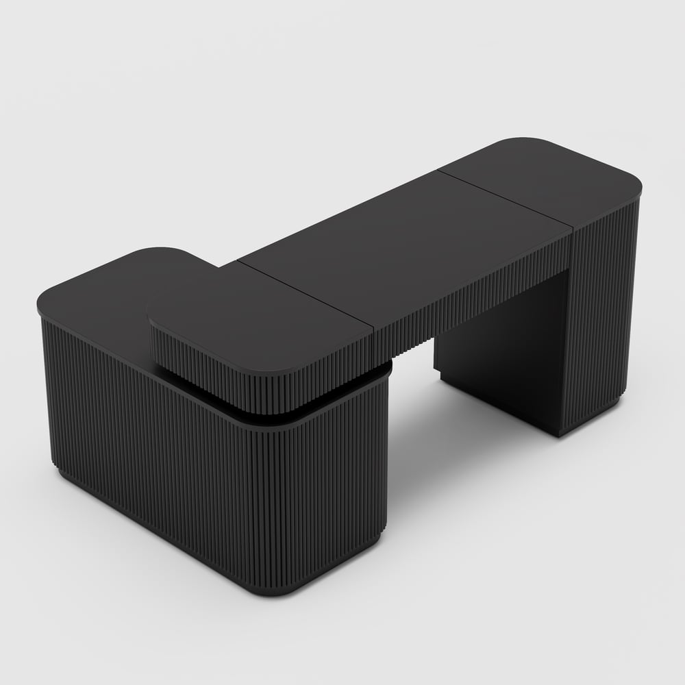 Velign 65" L-Shape Black Executive Desk with Right-Side Cabinet window image