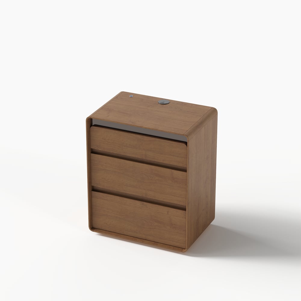 Meloa 24" Wooden 3-Drawer Smart Nightstand With LED Lighting & Charging Station window image