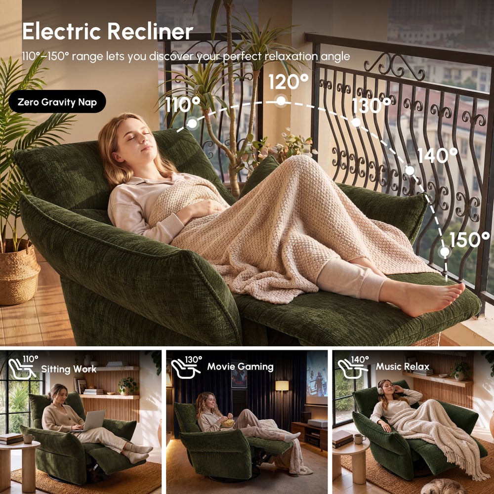 Florvia Chenille Dual-Motor Reclining Lounge Chair window image