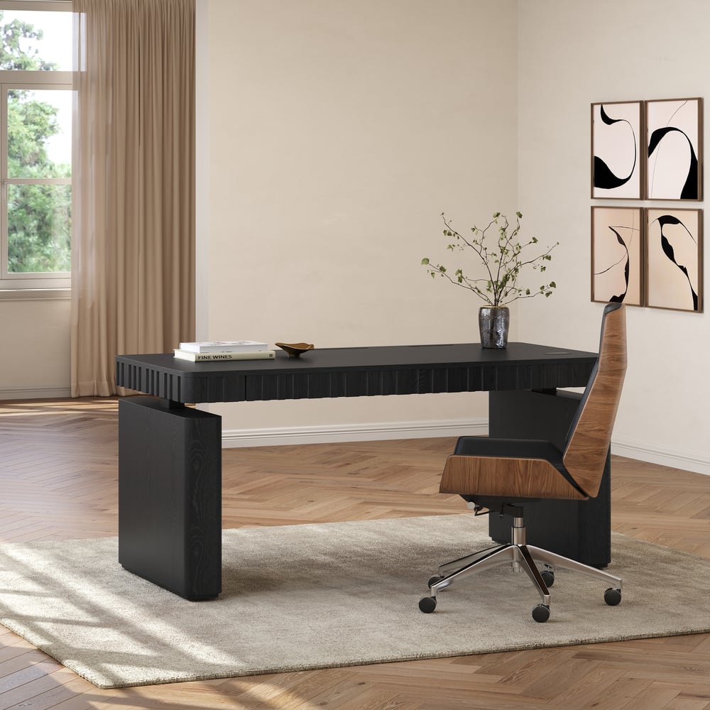 Aura 160 cm Black Fluted Electric Adjustable Standing Desk window image