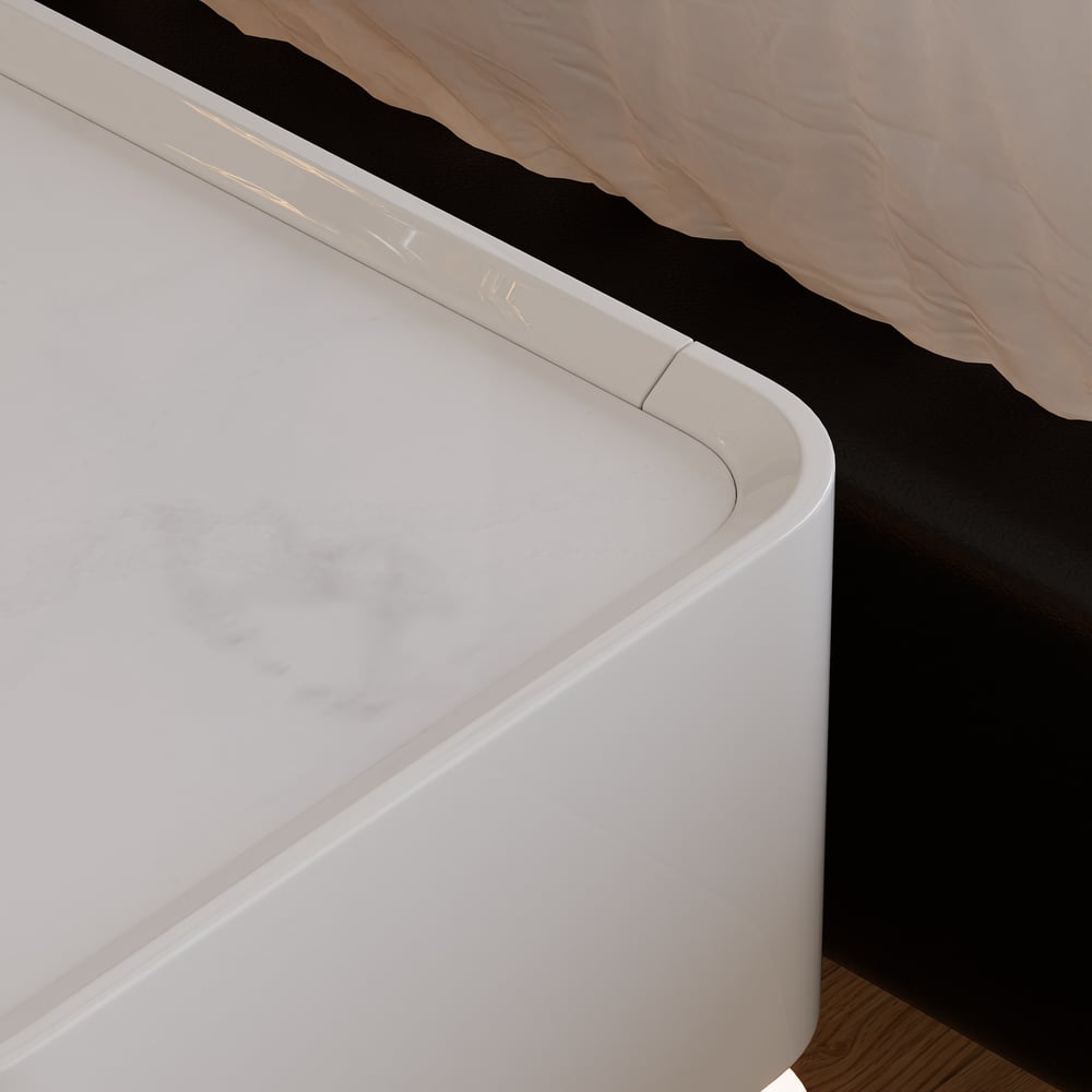 Narrow Smart LED Nightstand with  Sintered Stone Top window image