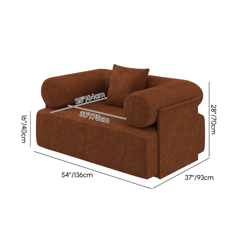 Serene Modern Rust Velvet Lounge Accent Chair weights dimensions image