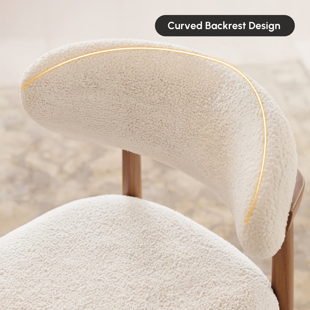 Modern Walnut Boucle Bar Stool with Wooden Legs, 1 Piece window image