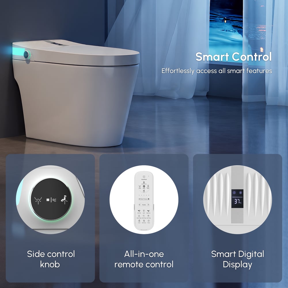 Glowin K1 Pro Smart Bidet Toilet with Built-in Tank, Foam Shield, CE window image