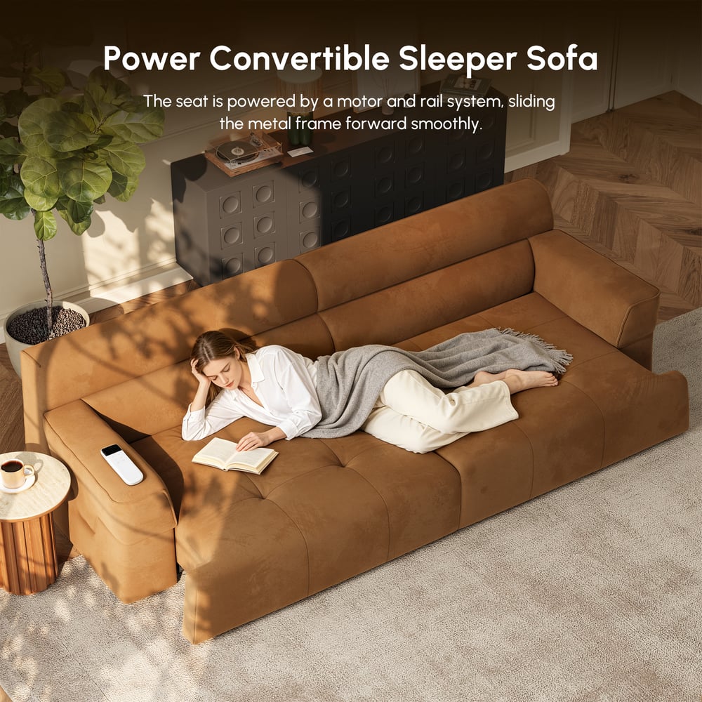 307cm 2-Seater Performance Velvet Power Convertible Sleeper Sofa window image