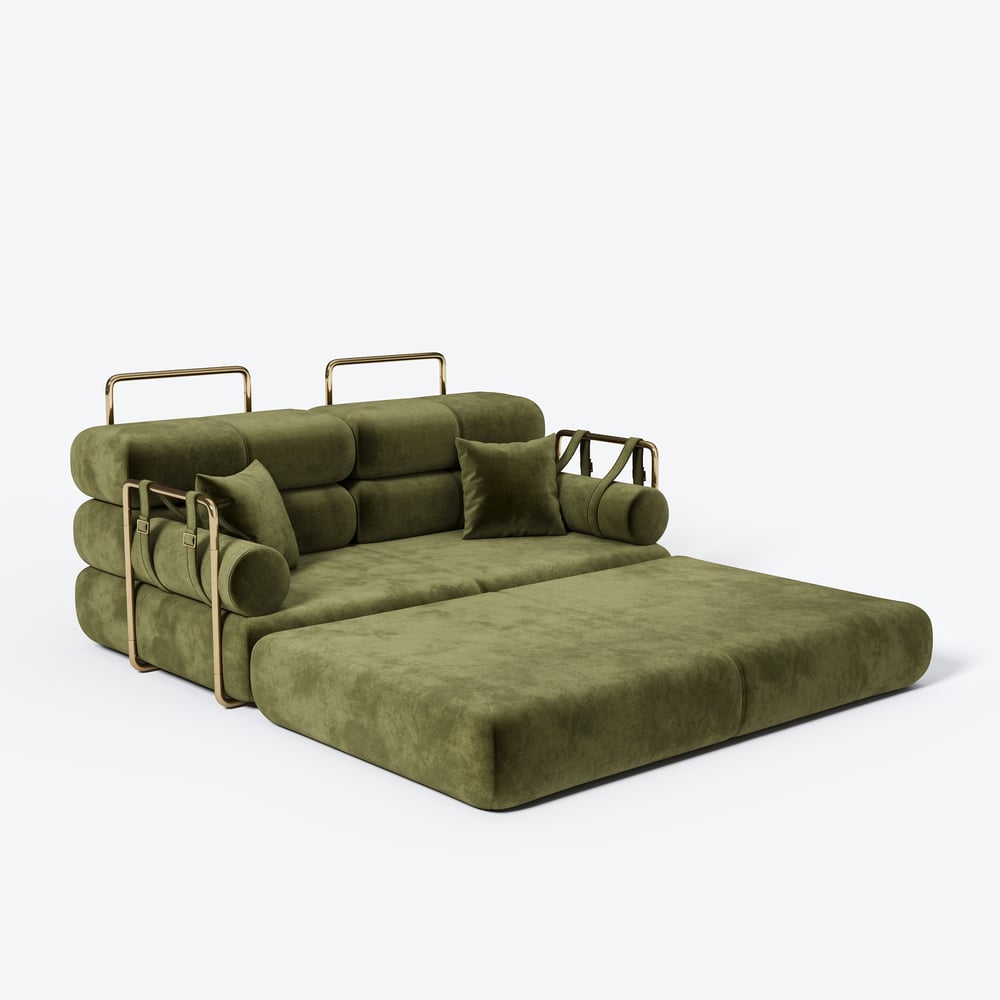 Canapé-lit convertible Humply 170 cm 2 places en velours chenille 4 en 1 image de fenêtre