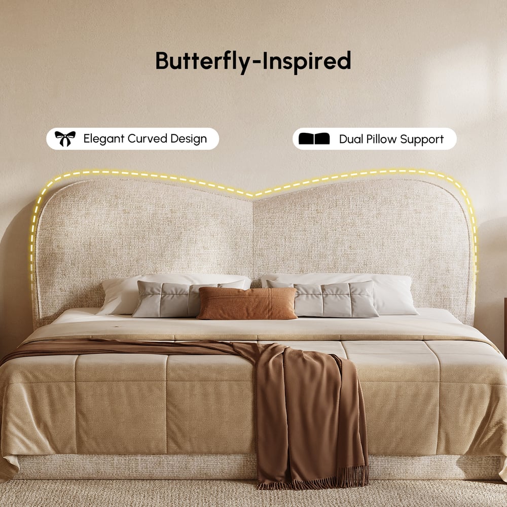 Modern King Size Chenille Upholstered Bed window image