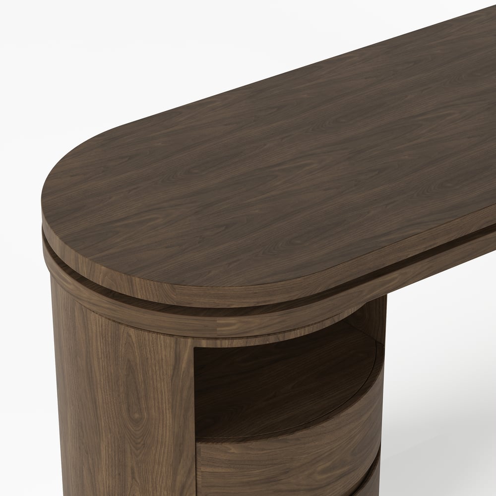 Modern 60" L-Shaped Walnut Office Desk with Drawers, Rotating Design window image