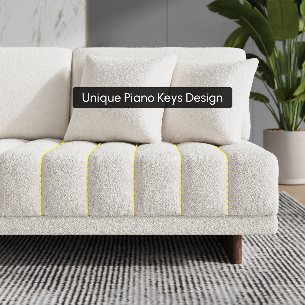 Vewal 126-inch L-Shaped Boucle Modular Sectional Sofa with Chaise & Ottoman window image