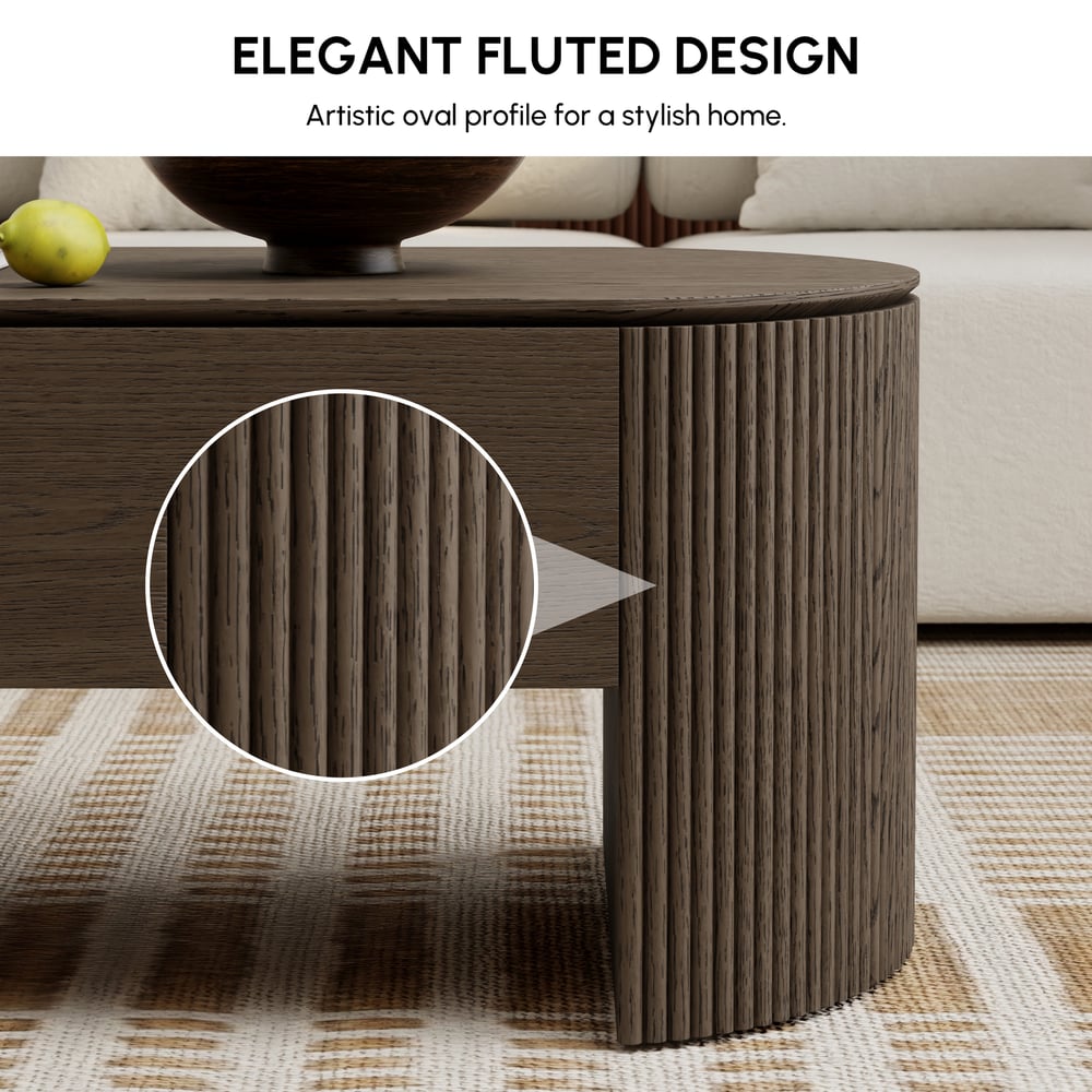 Modern 47" Oval Lift Top Mid-Century Coffee Table window image