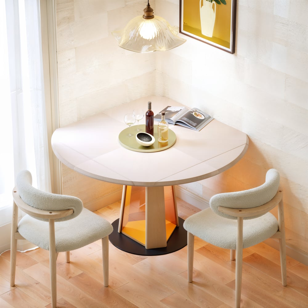 36"-47" Solid Whitewash Wood Extendable Dining Table with Light window image