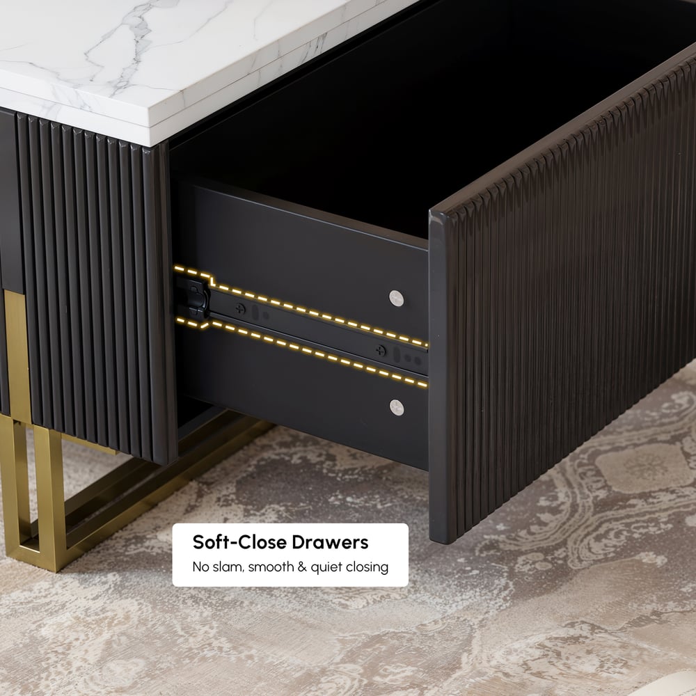 Grovyn 47" Fluted  Lift-Top Coffee Table with 2 Drawers window image