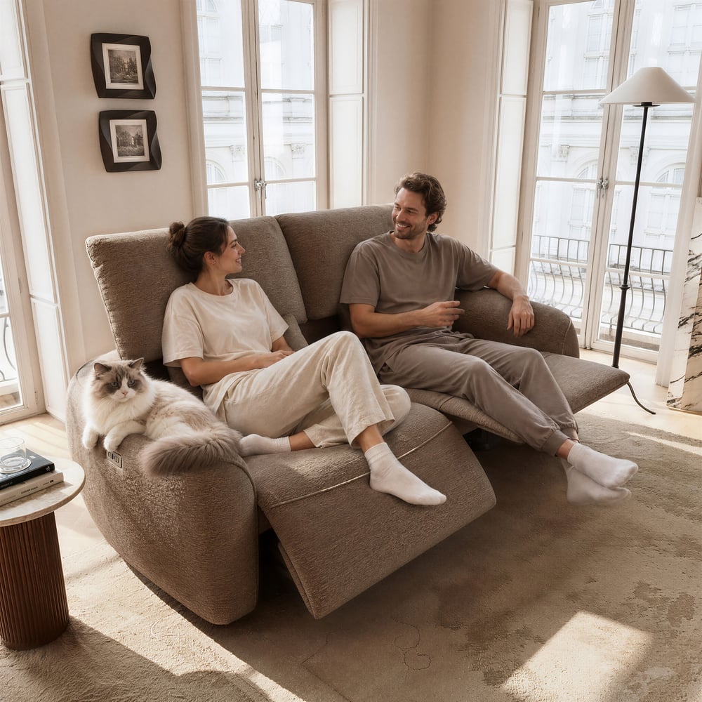 212cm 2-Seater Pet-Friendly Chenille Power Reclining Sofa with Adjustable Backrest window image