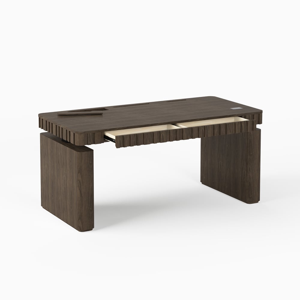 Aura 160 cm Smoked Brown Fluted Electric Adjustable Standing Desk window image