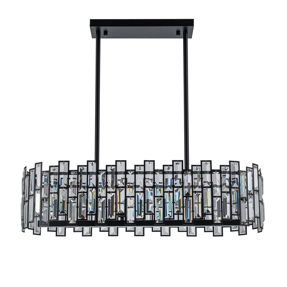 Clyvra 6-Light Kitchen Island Light Crystal Ceiling Light in Black window image