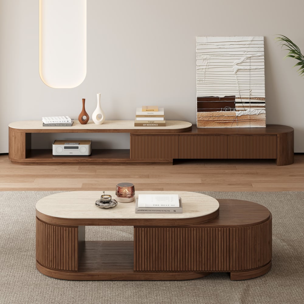 Velar 47"-67" Extendable Sintered Stone Top Coffee Table with Storage window image